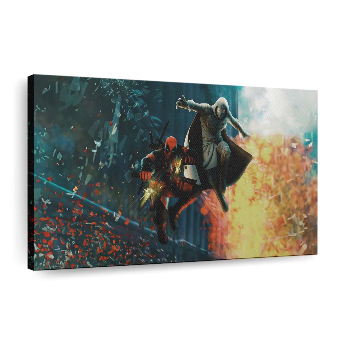 Deadpool und Moon Knight – Unvorhersehbare Allianz Leinwandbild - Wanddeko
