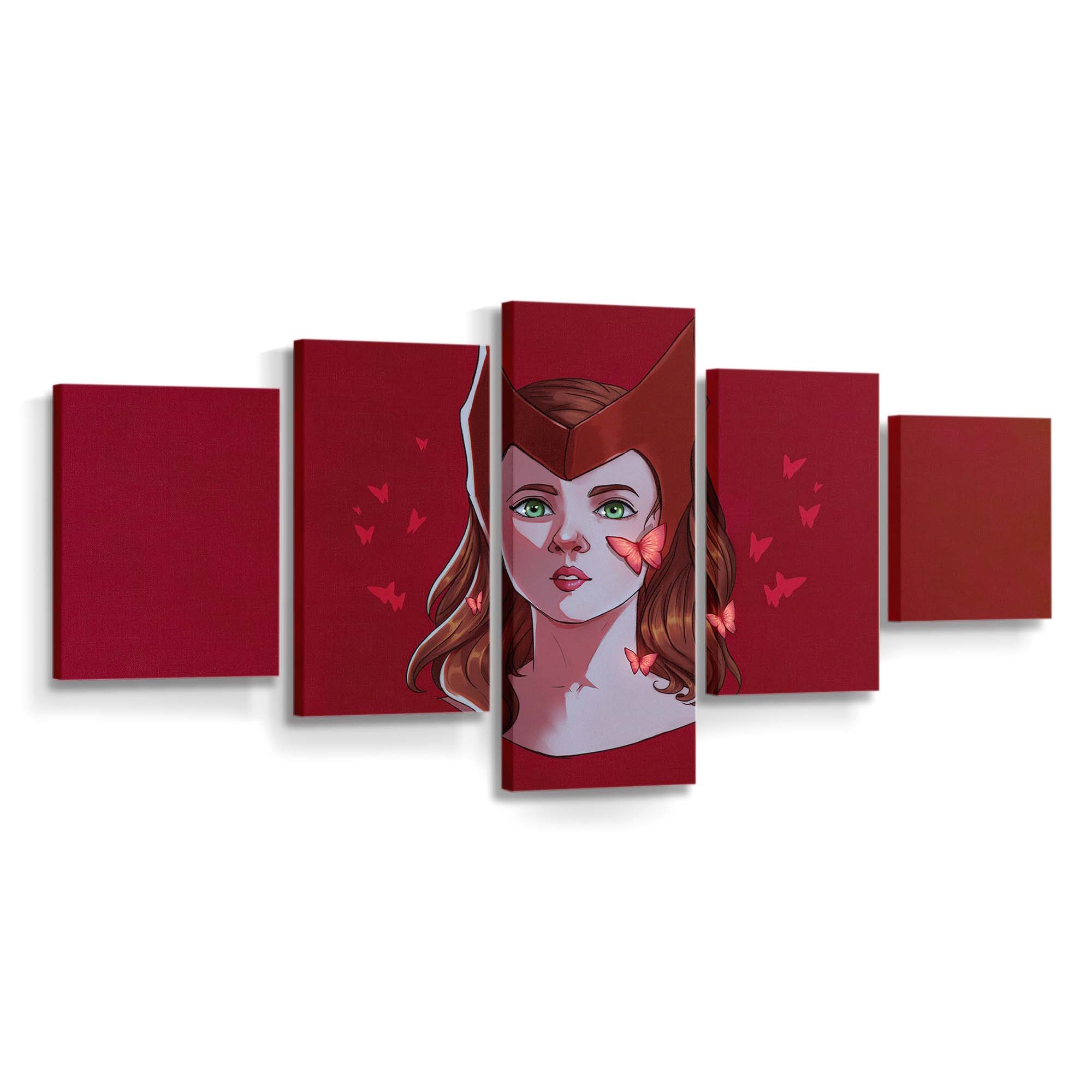 Scarlet Witch Face Portrait Minimal Leinwandbild - Wanddeko