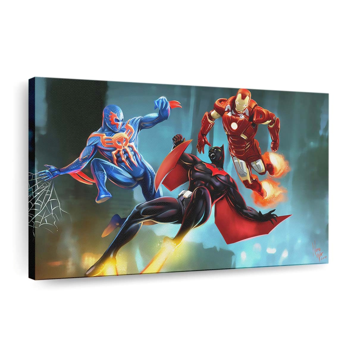 Batman Beyond Spider Man 2099 Iron Man Leinwandbild - Wanddeko