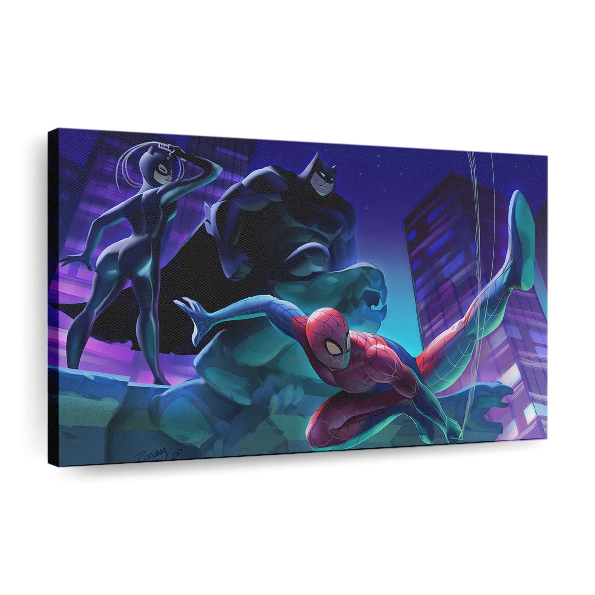 Batman Spider Man Catwoman Leinwandbild - Wanddeko