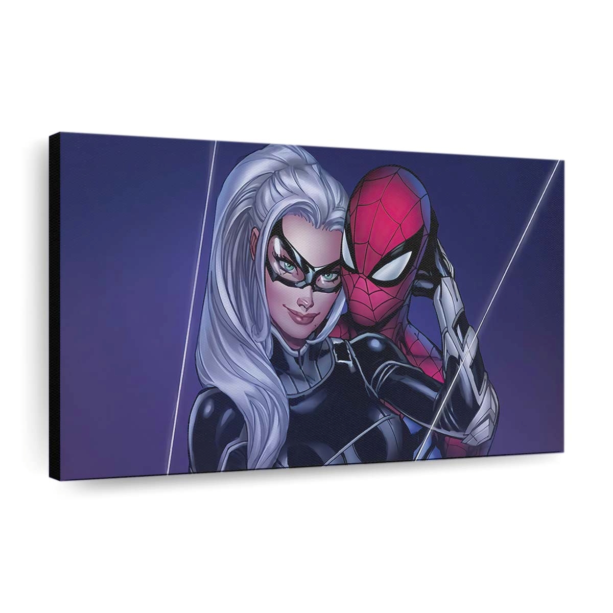 Black Cat und Spider Man Leinwandbild - Wanddeko