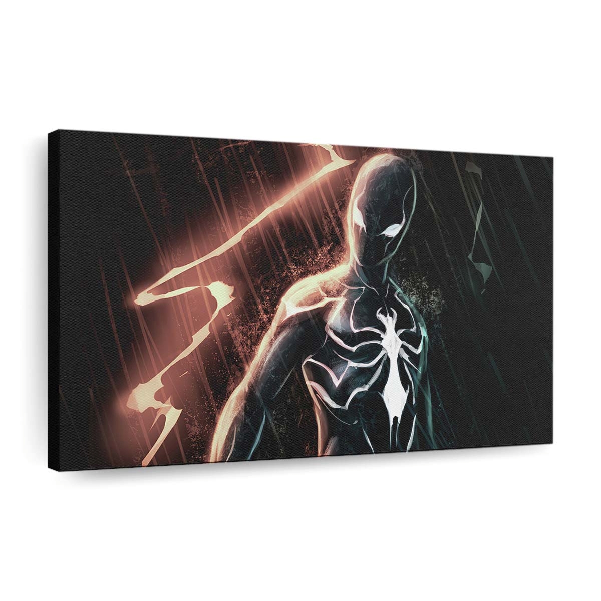 Schwarzer Spider Man in der Dunkelheit Leinwandbild - Wanddeko