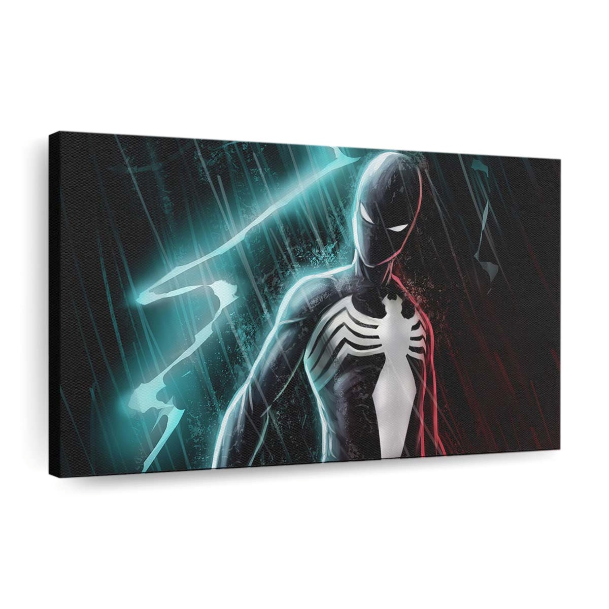 Schwarzer Spider Man Lightning Leinwandbild - Wanddeko