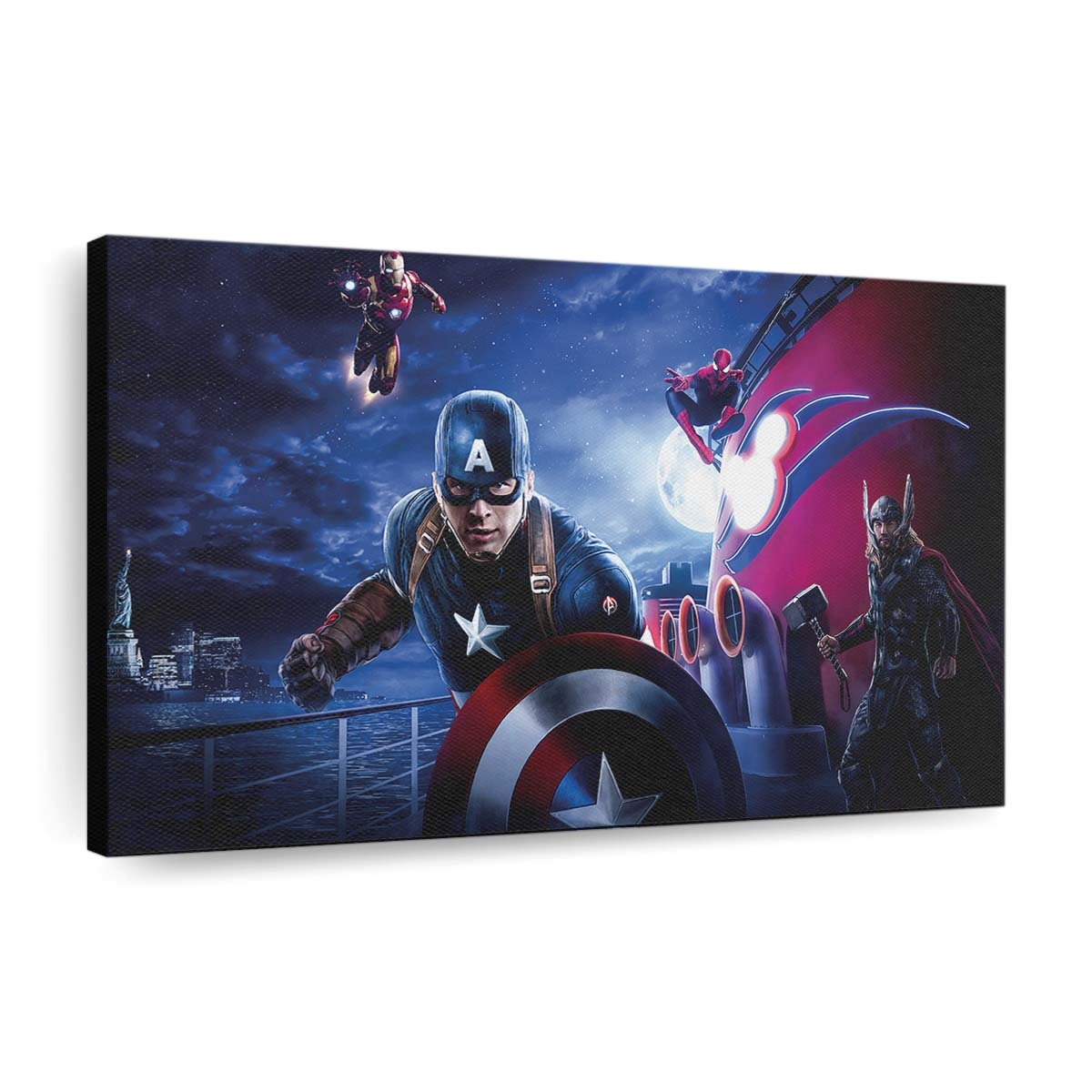 Captain America Thor Iron Man Spider Man Disneyland Paris Marvel Disney Cruise Leinwandbild - Wanddeko