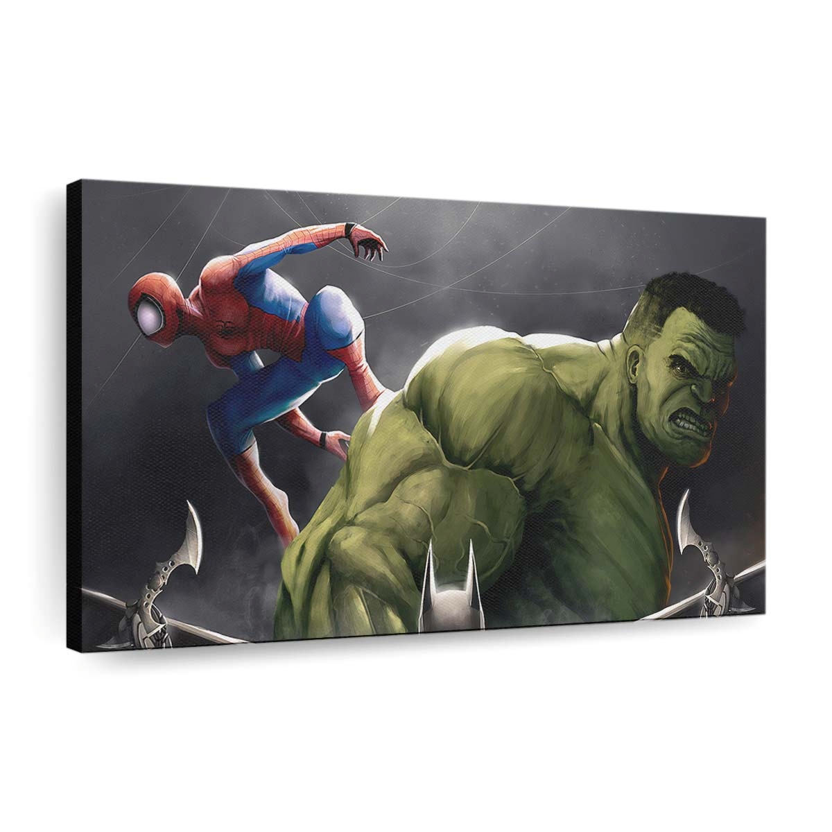 Hulk und Spider Man Kunst Leinwandbild - Wanddeko