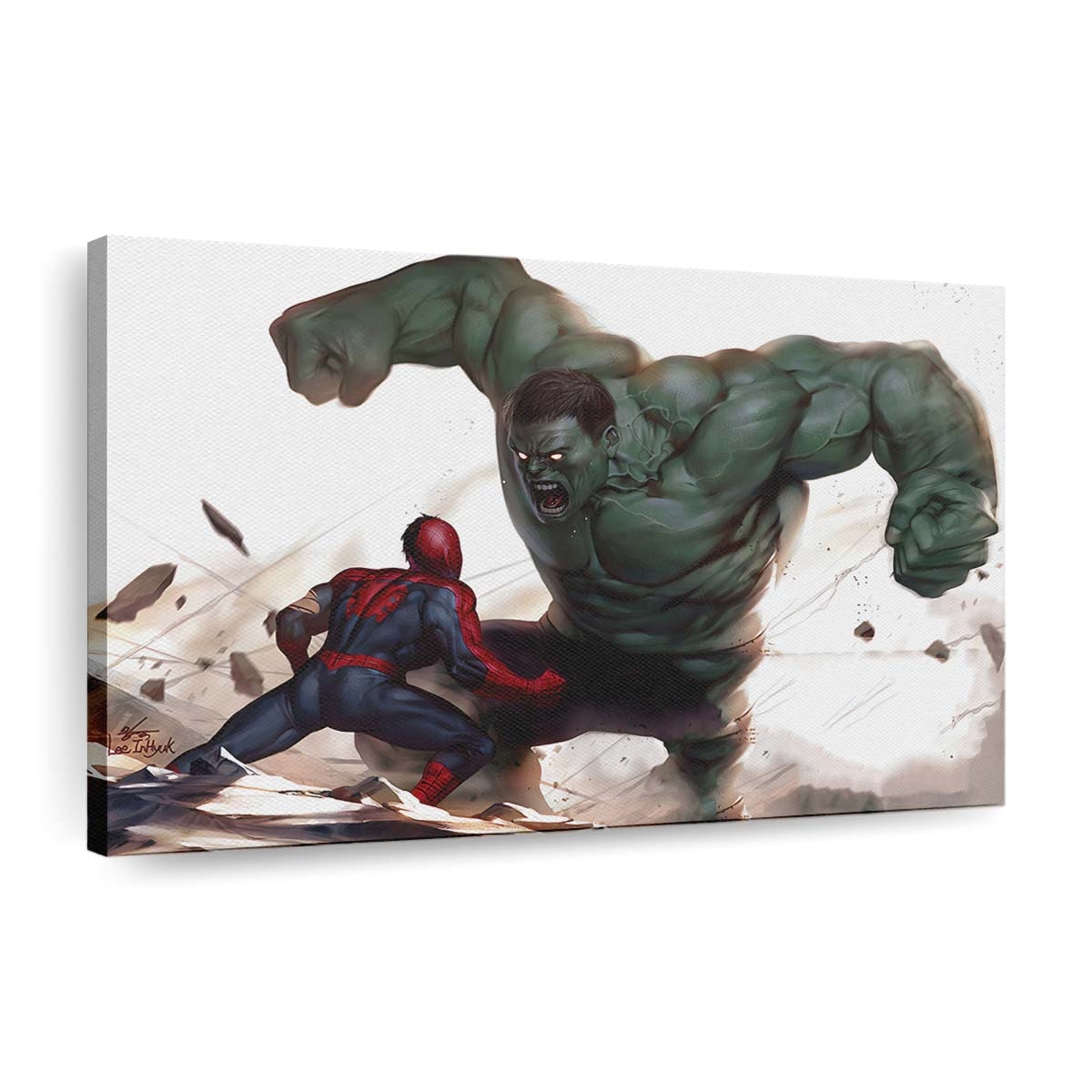 Hulk gegen Spider Man Kunst Leinwandbild - Wanddeko