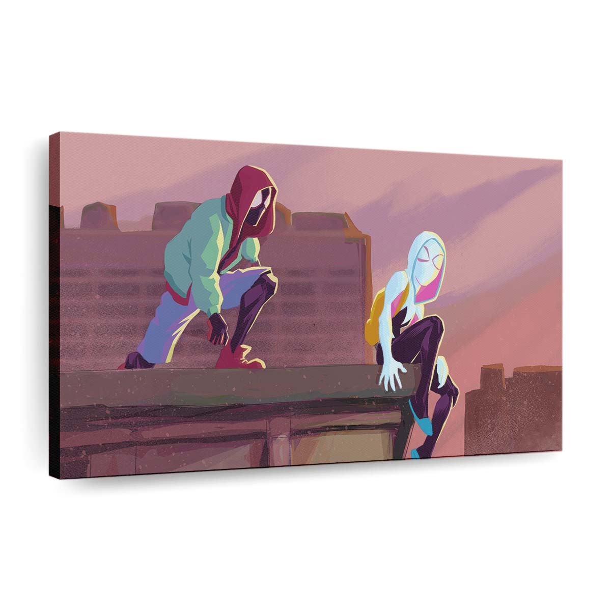 Miles und Gwen in Across the Spiderverse Leinwandbild - Wanddeko