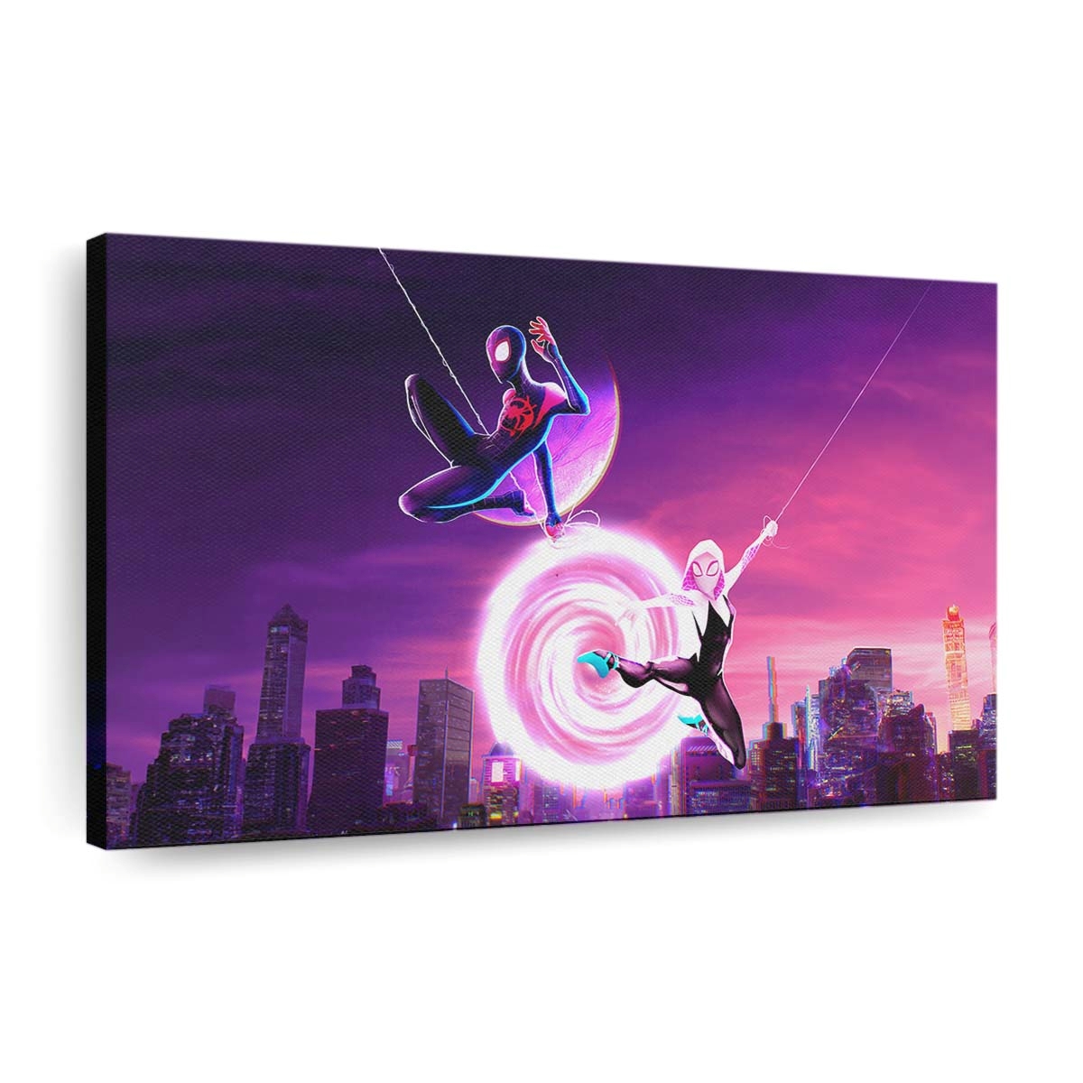 Miles und Gwen in Spider Man: Across the Spider Verse 2023 Leinwandbild - Wanddeko