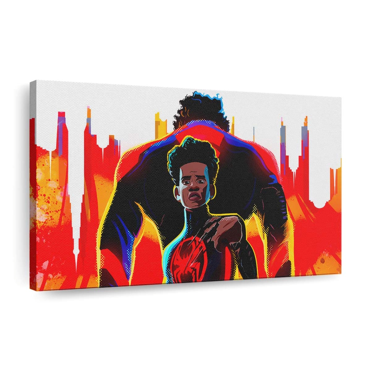 Miles und Peter Parker Spider Man Across the Spiderverse Leinwandbild - Wanddeko