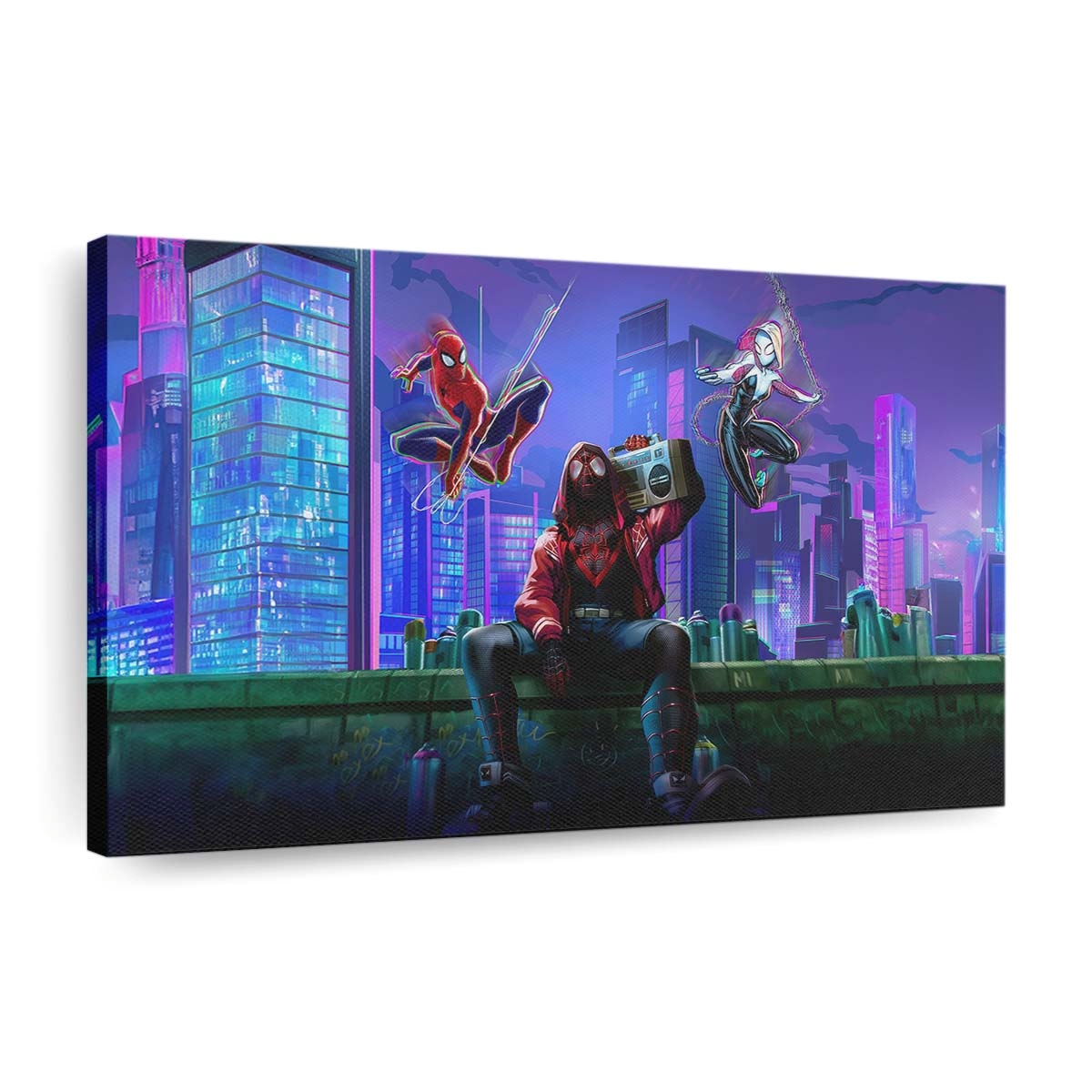 Miles Morales und Gwen Stacy Epische Partnerschaft Leinwandbild - Wanddeko