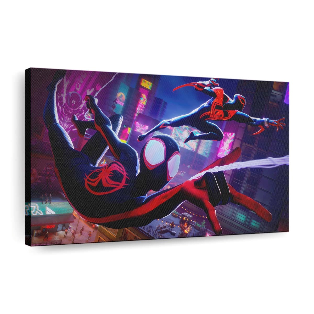 Miles Morales und Spider Man 2099 vereinen sich Leinwandbild - Wanddeko