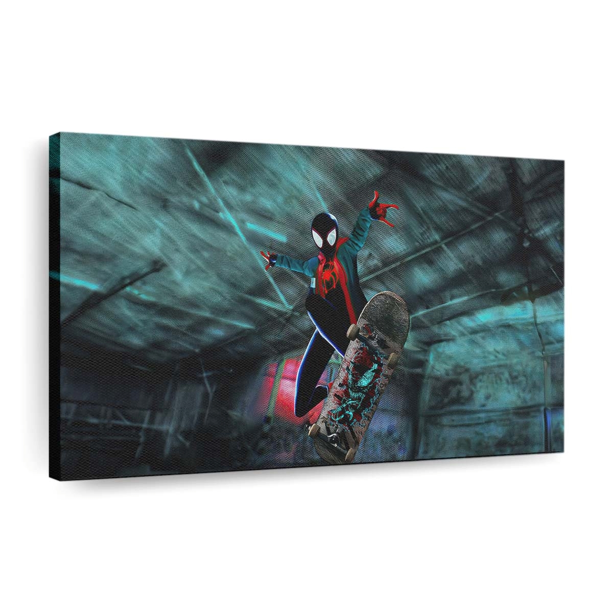 Miles Morales Skateboard Stunts Leinwandbild - Wanddeko