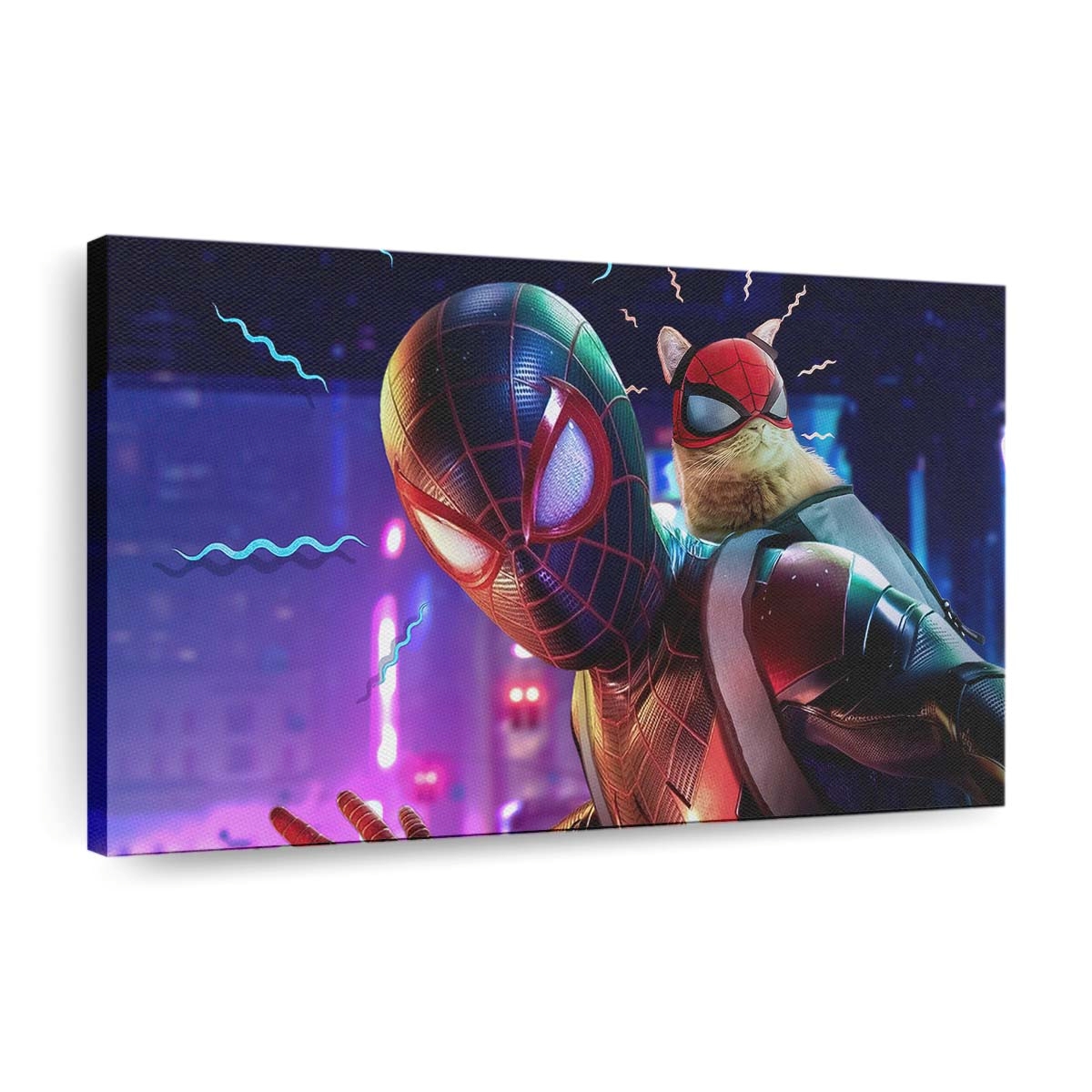 Miles Morales mit Katze Leinwandbild - Wanddeko