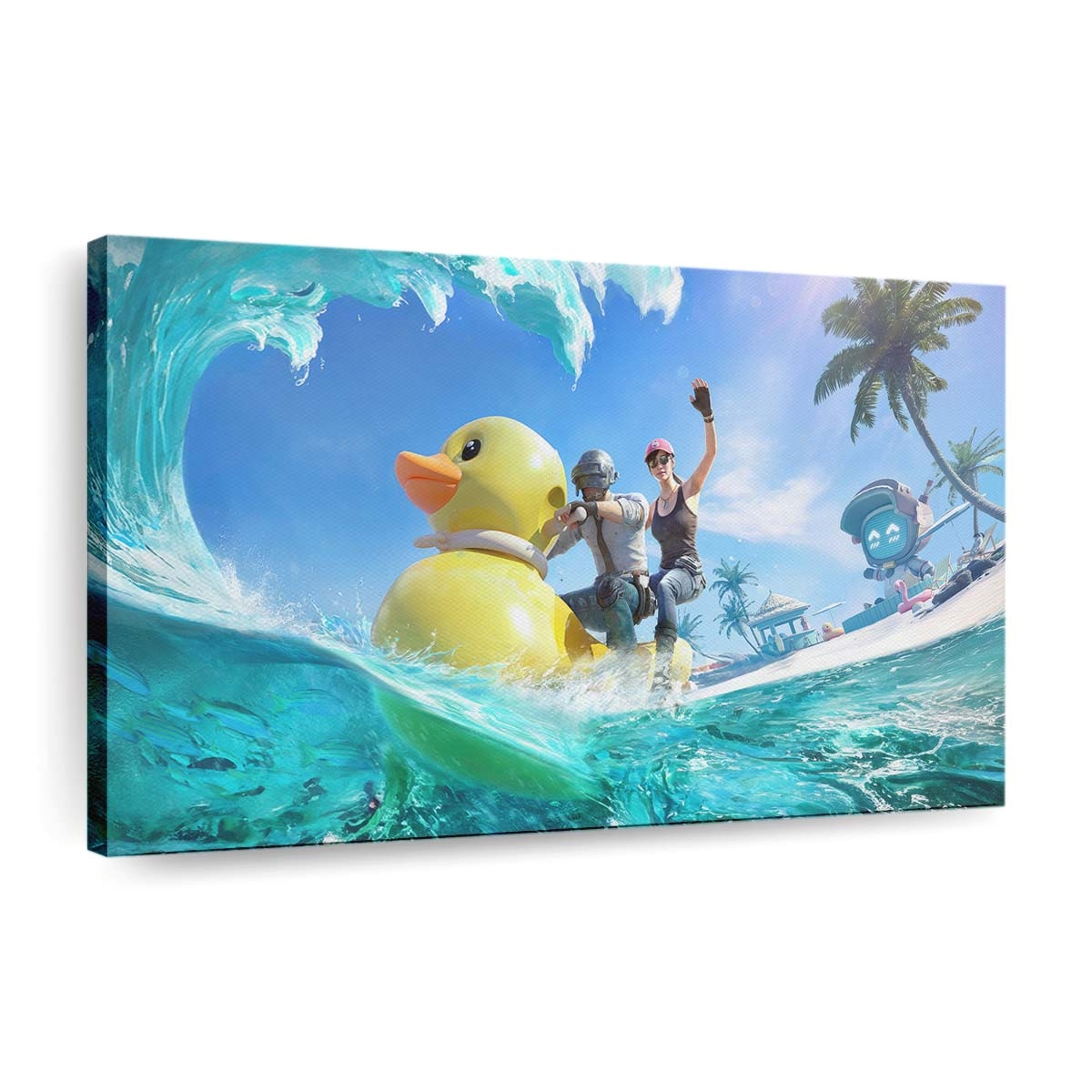 Pubg Helmeted Duo Jet Skiing Into Thrills Leinwandbild - Wanddeko