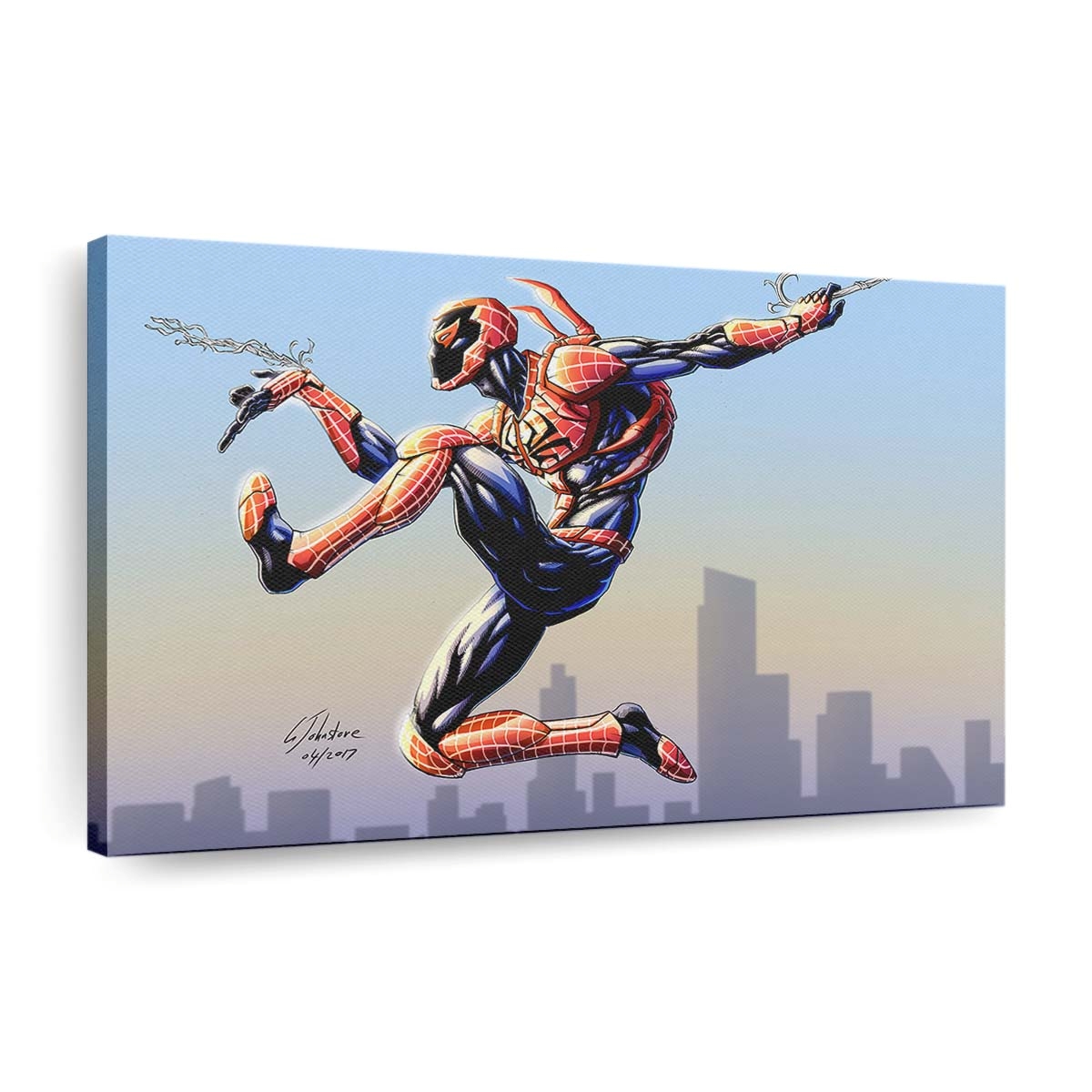 Red Spider Man Bluebeetle Artwork Leinwandbild - Wanddeko