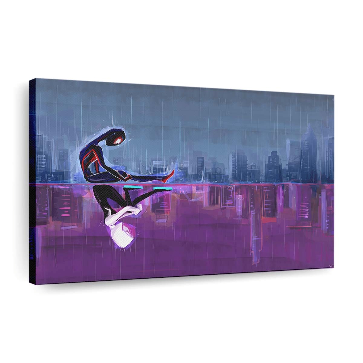 Spider und Gwen – Stunt, der die Schwerkraft außer Kraft setzt Leinwandbild - Wanddeko