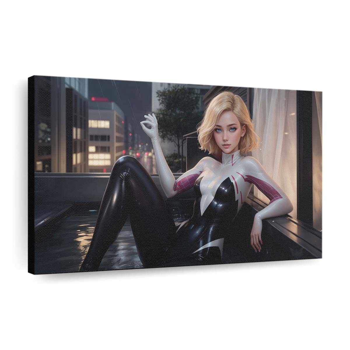 Spider Gwen Lebendiges Netz des Abenteuers Leinwandbild - Wanddeko