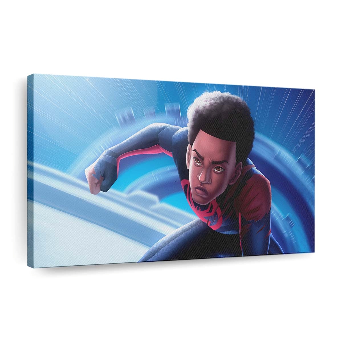 Spider Man quer durch das Spider Verse Leinwandbild - Wanddeko