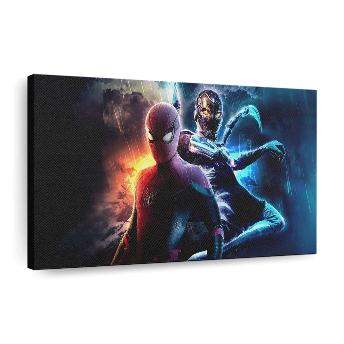 Spider Man und Blue Beetle schließen sich zusammen Leinwandbild - Wanddeko
