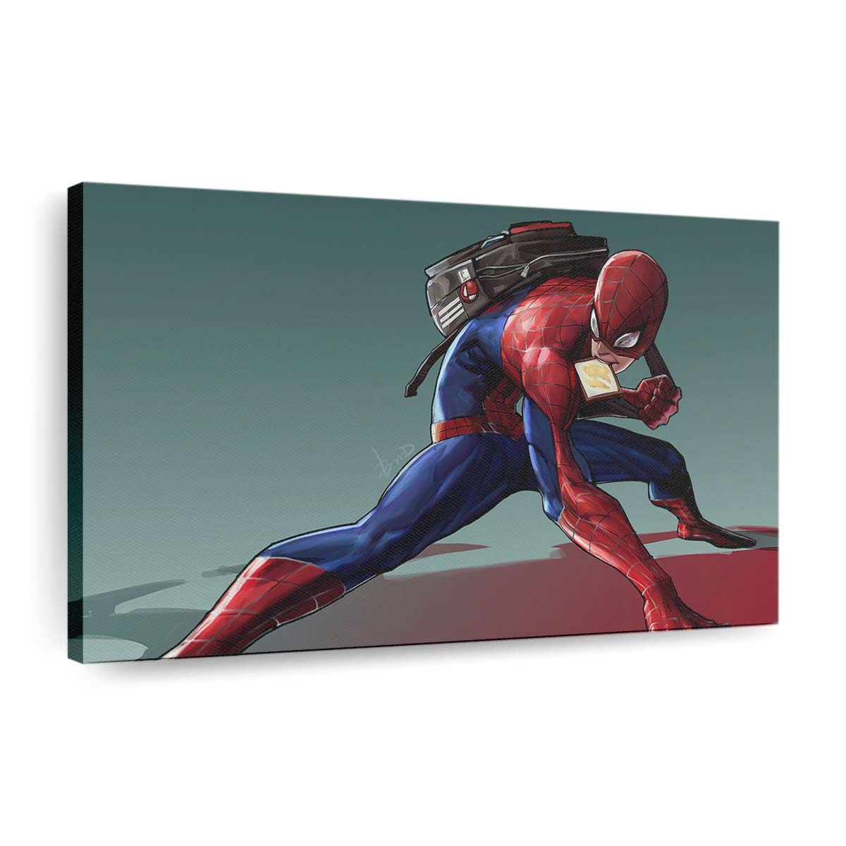 Spider Man Eating Butter Toast Leinwandbild - Wanddeko