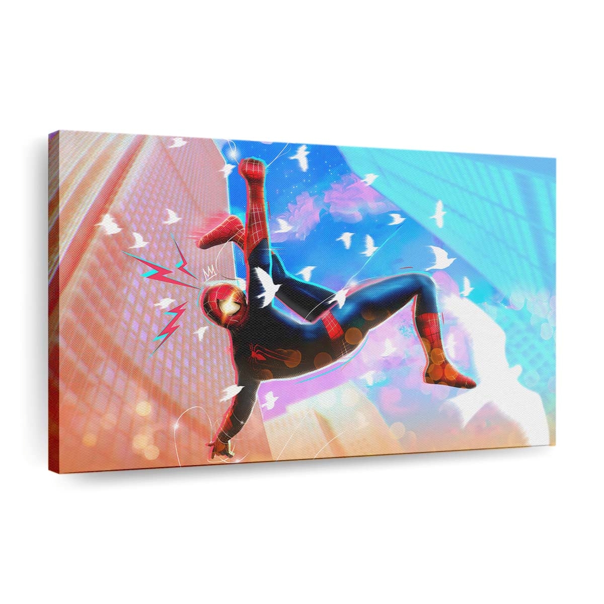 Spider Man fällt 2 Leinwandbild - Wanddeko