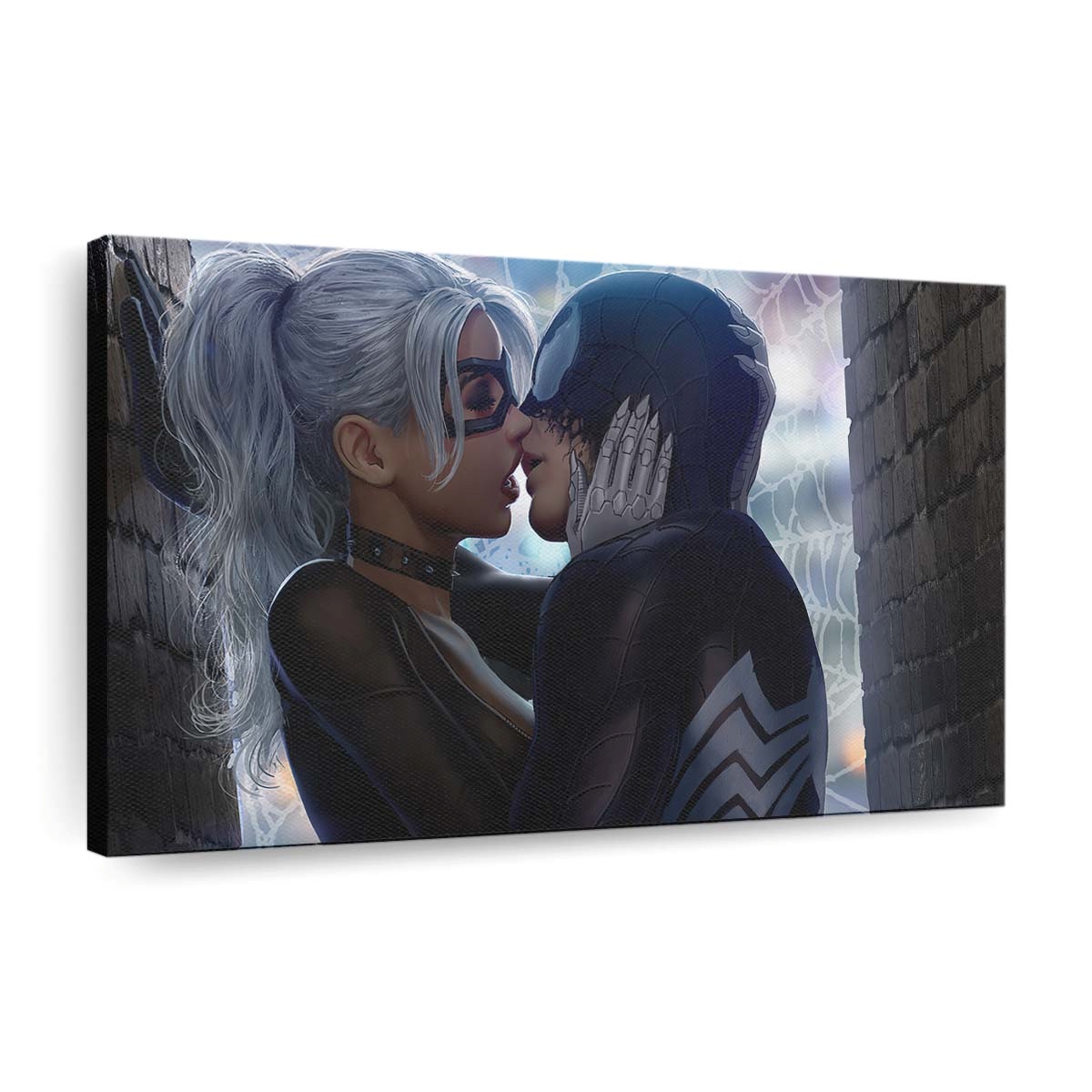 Spider Man holt die Katze Leinwandbild - Wanddeko