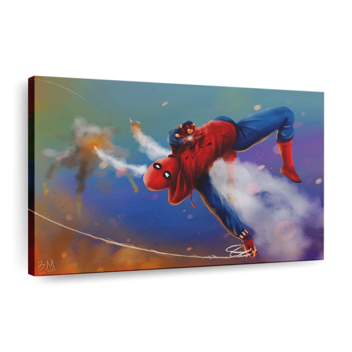 Spider Man Selbstgemachter Anzug in Aktion Leinwandbild - Wanddeko