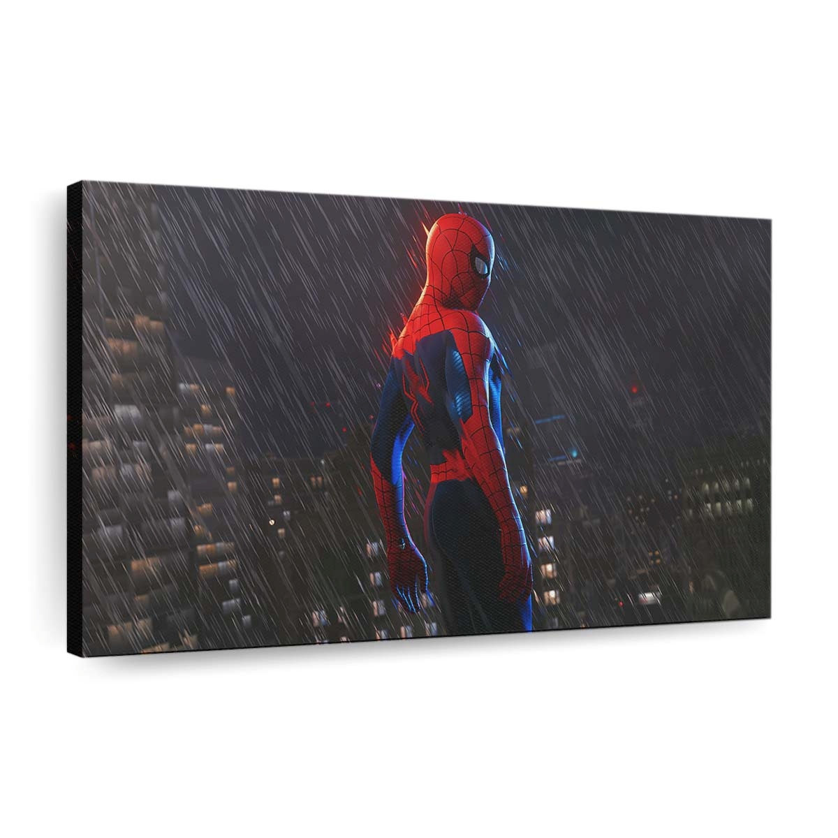 Spider Man im Regen 3 Leinwandbild - Wanddeko