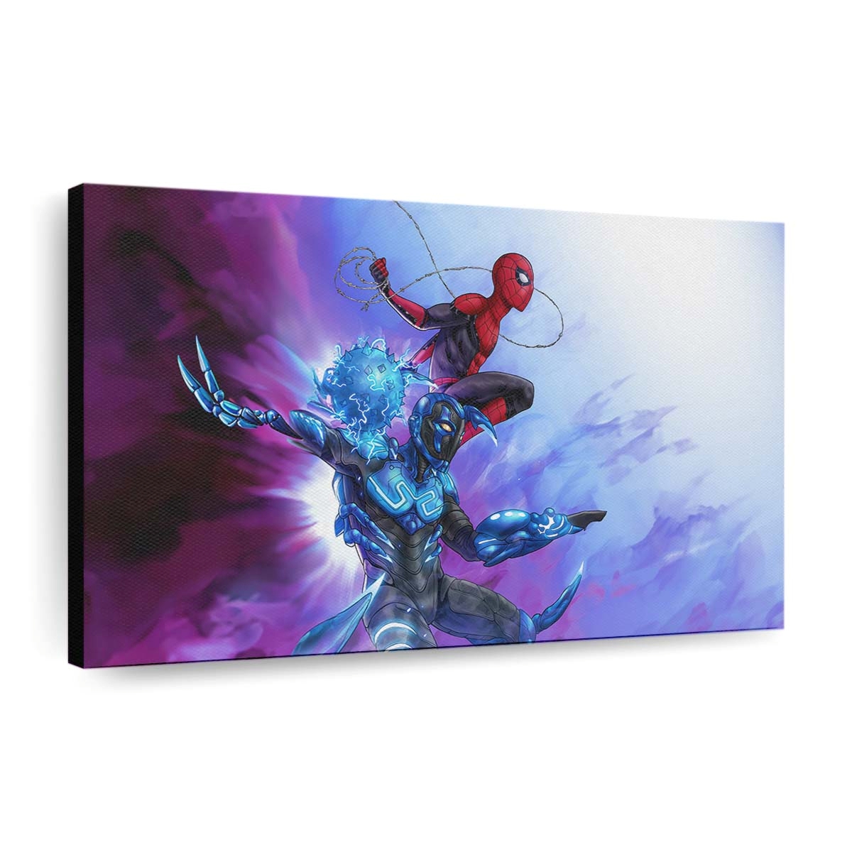 Spider Man trifft Blue Beetle Leinwandbild - Wanddeko