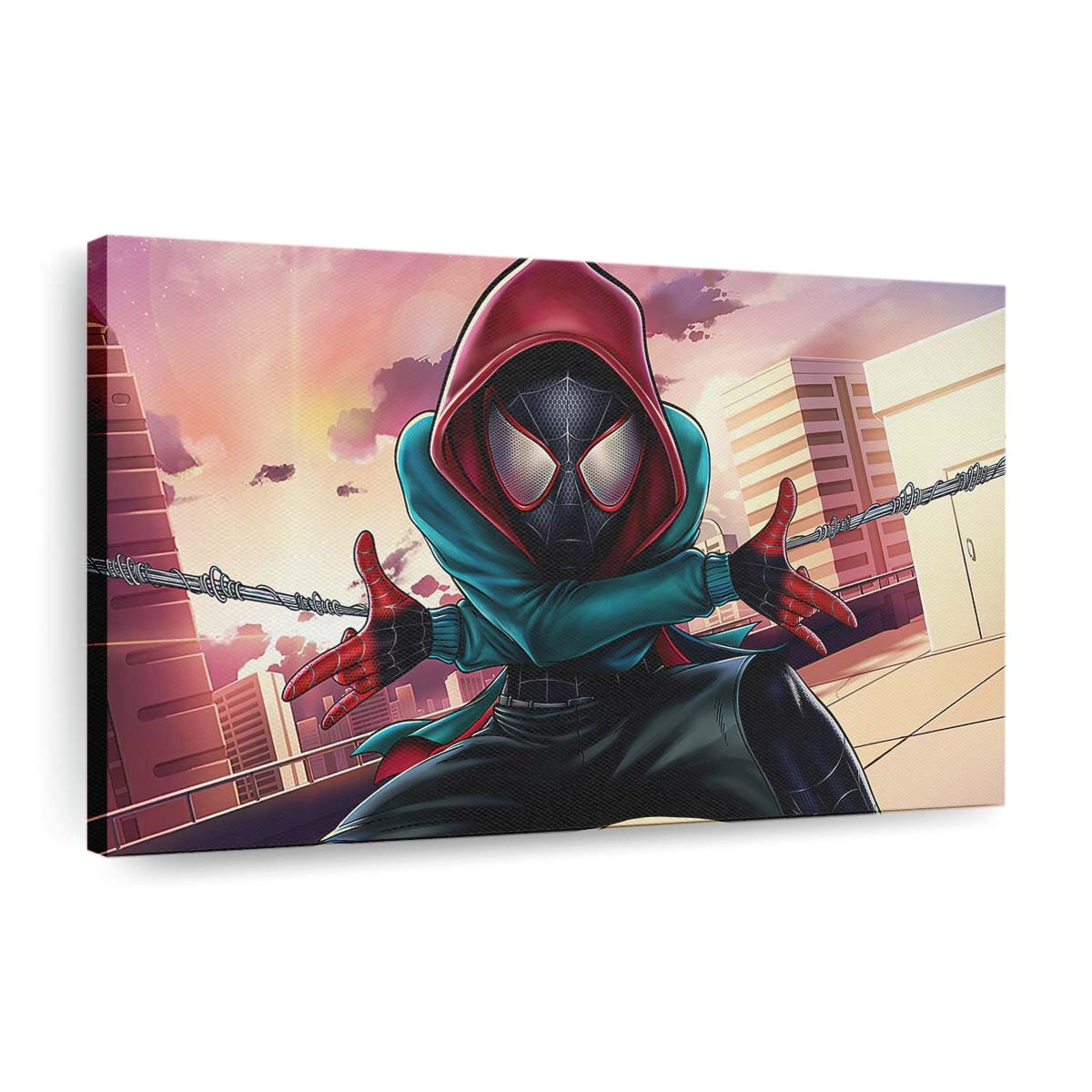 Spider Man Miles Shooter Leinwandbild - Wanddeko