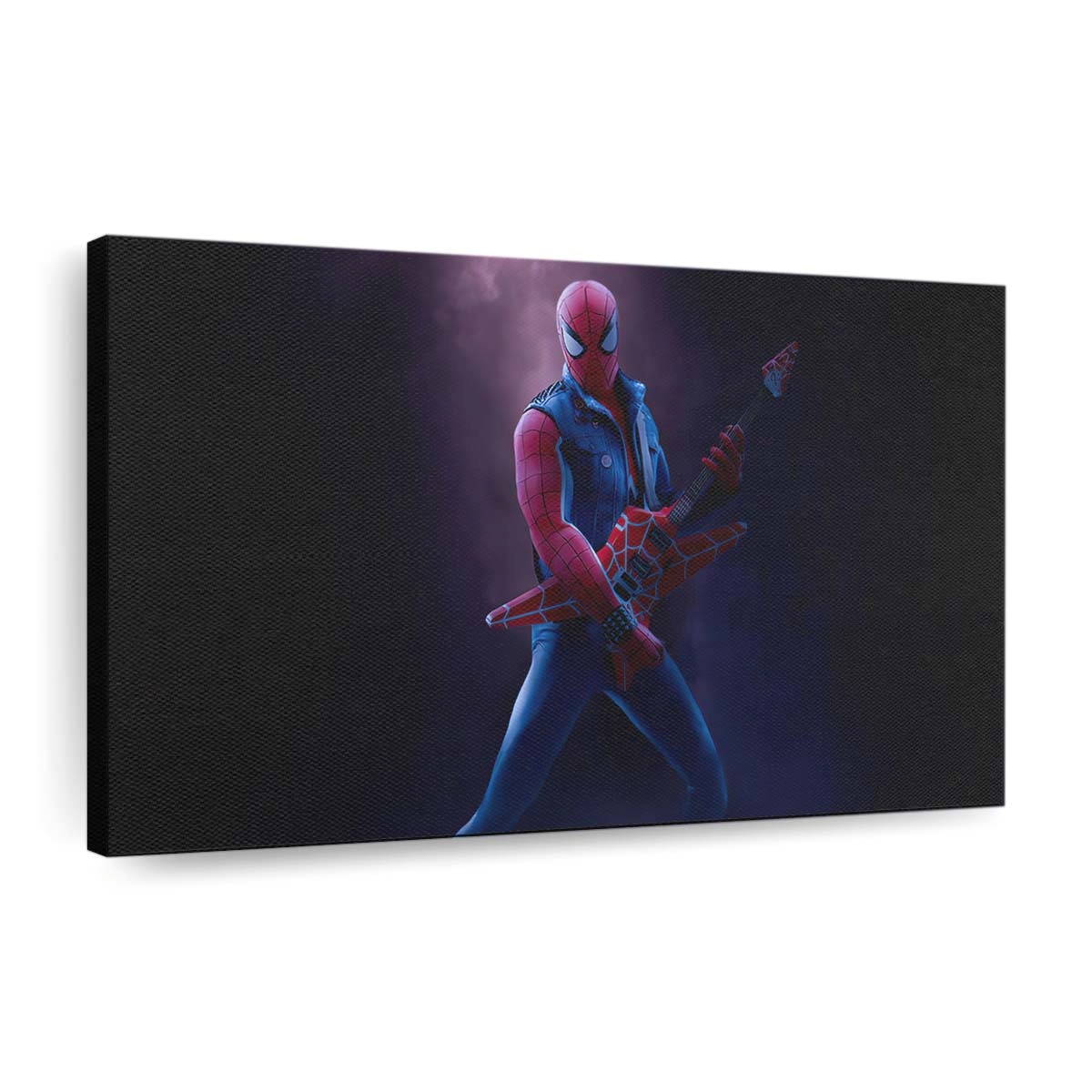 Spider Man Playing Guitar Leinwandbild - Wanddeko