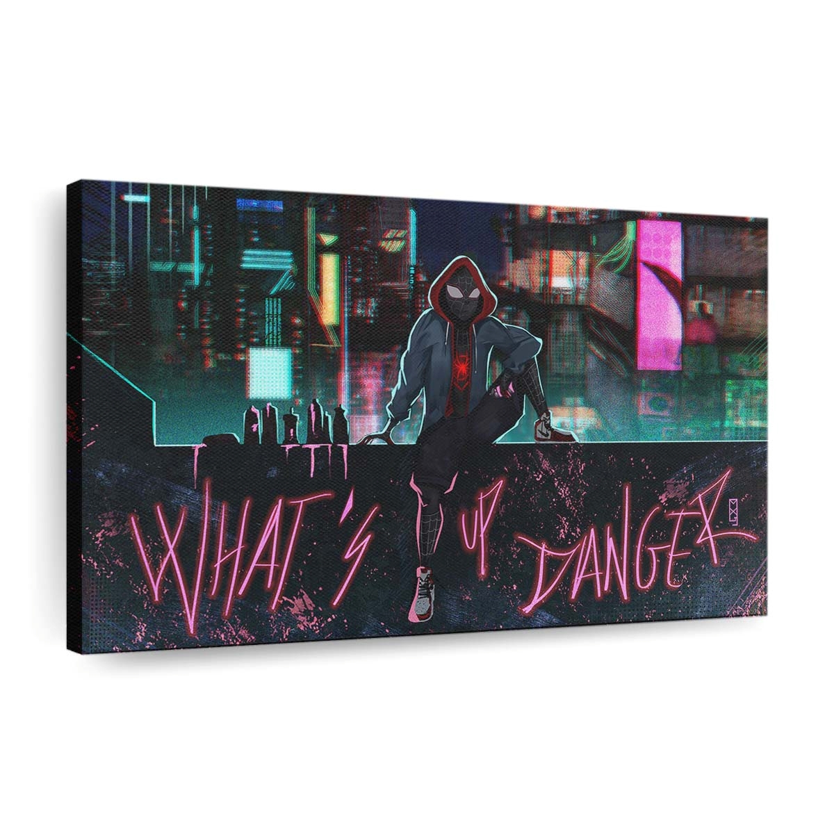 Spider Verse What Up Danger Leinwandbild - Wanddeko