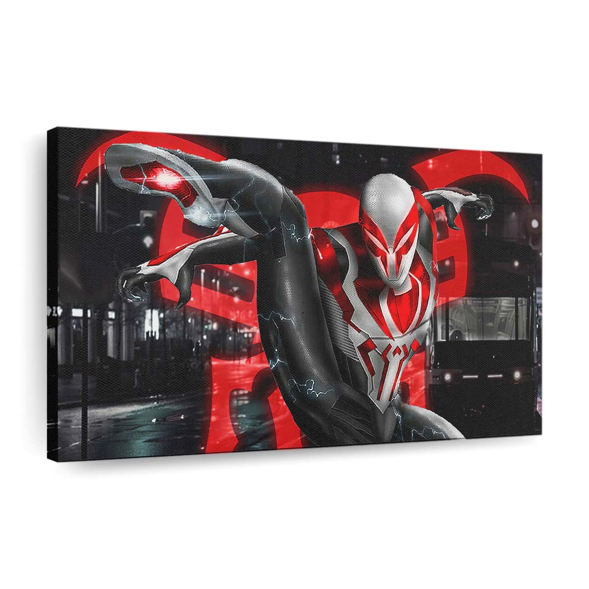 Spider Man 2099 White Neon Leinwandbild - Wanddeko