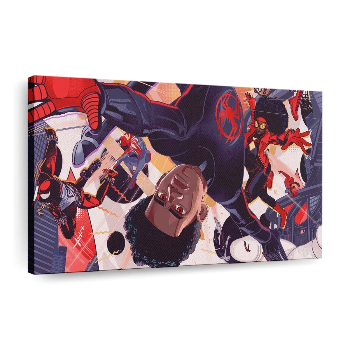 Spider Man Across The Spiderverse Upside Down Poster Leinwandbild - Wanddeko