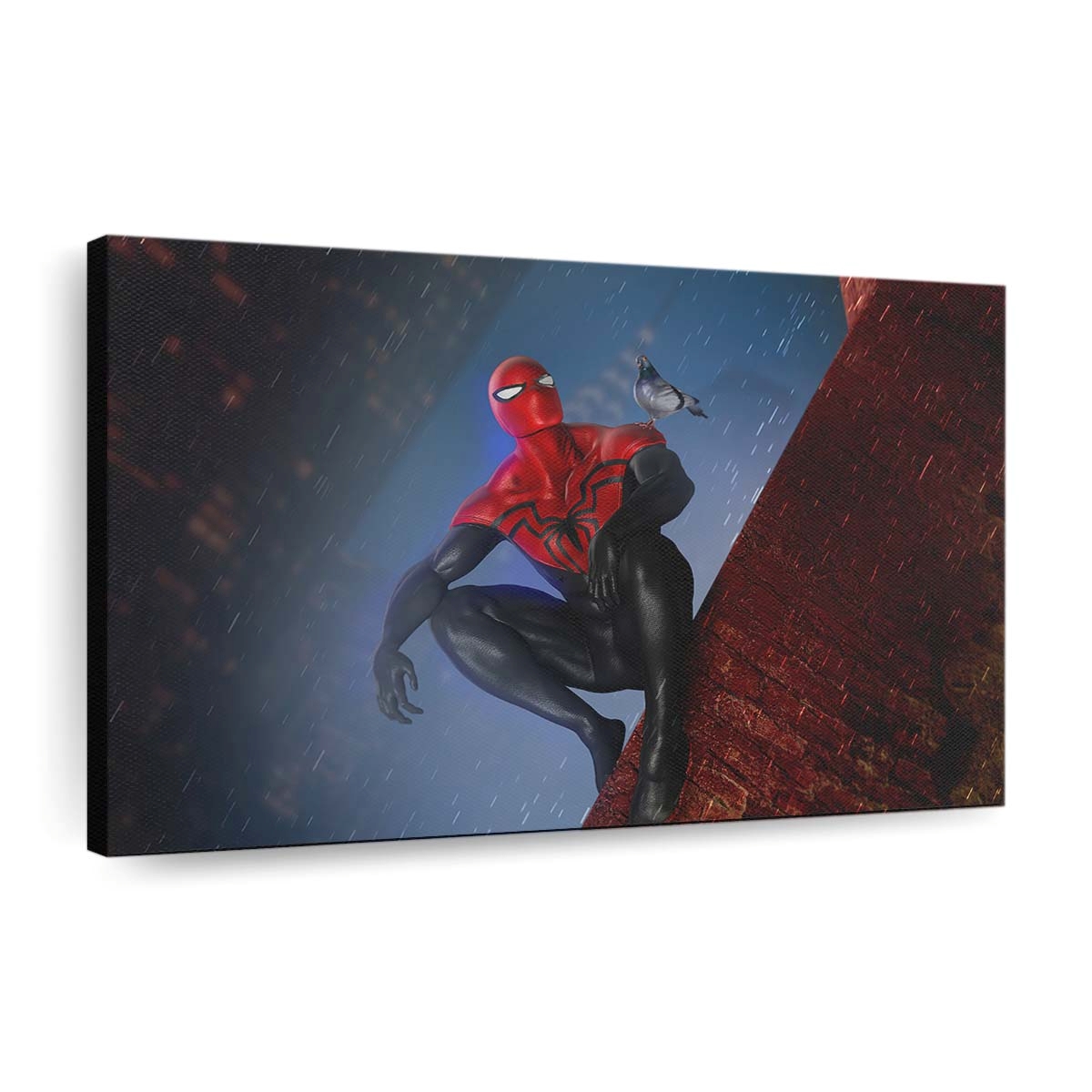 Spider Man und Taube Leinwandbild - Wanddeko