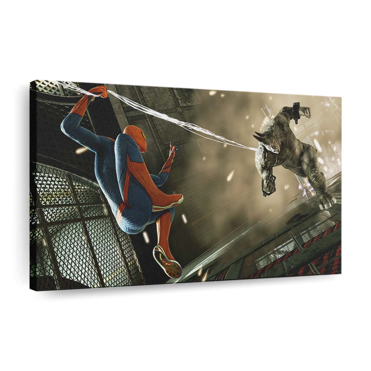 Spider Man und Rhino Leinwandbild - Wanddeko