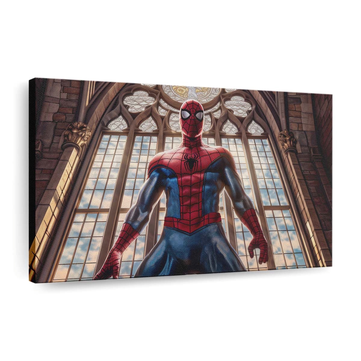 Spider Man am Turm Leinwandbild - Wanddeko