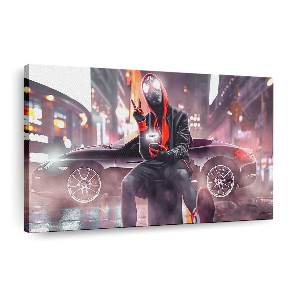 Spider Man chillt in der Stadt Leinwandbild - Wanddeko