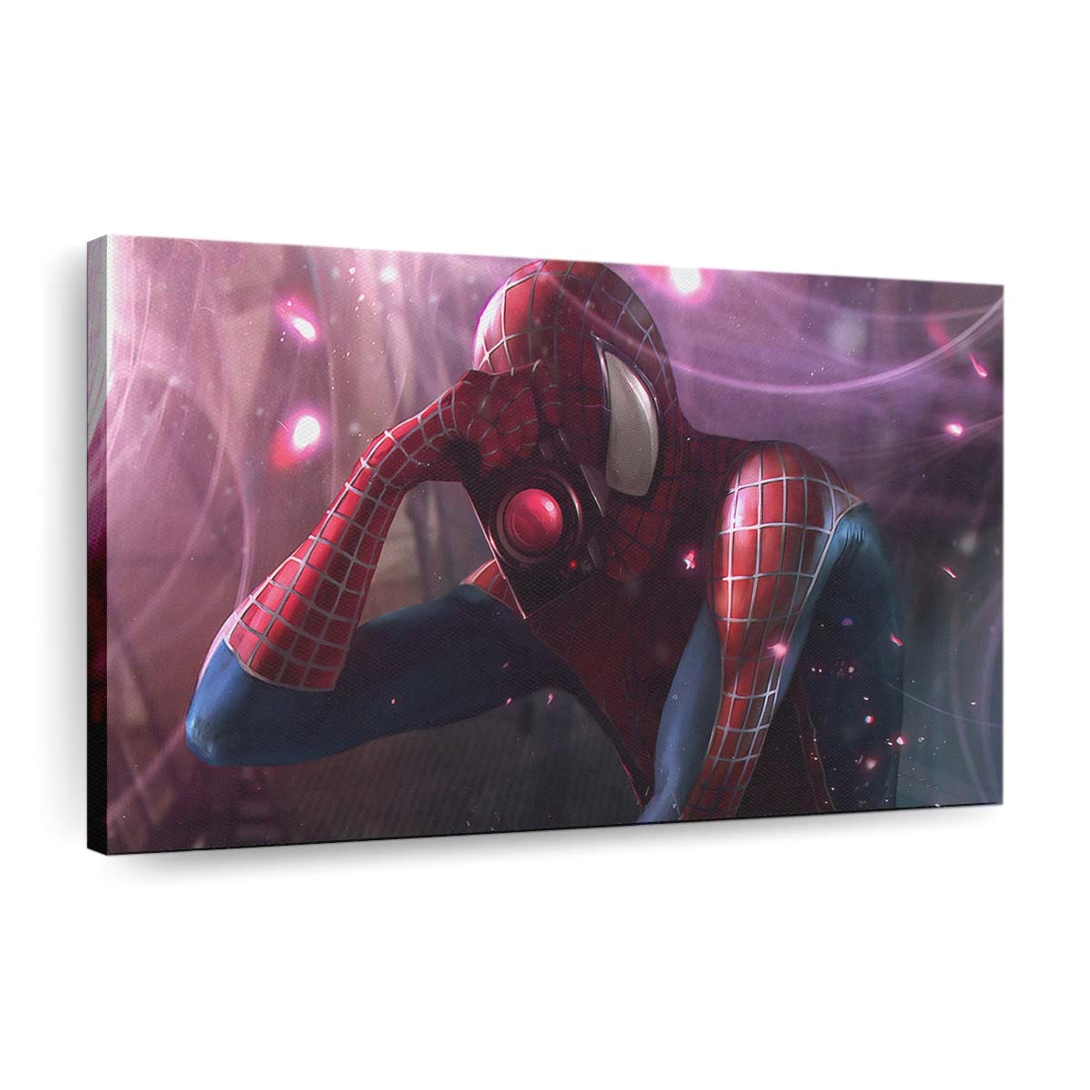 Spider Man beim Fotografieren Leinwandbild - Wanddeko