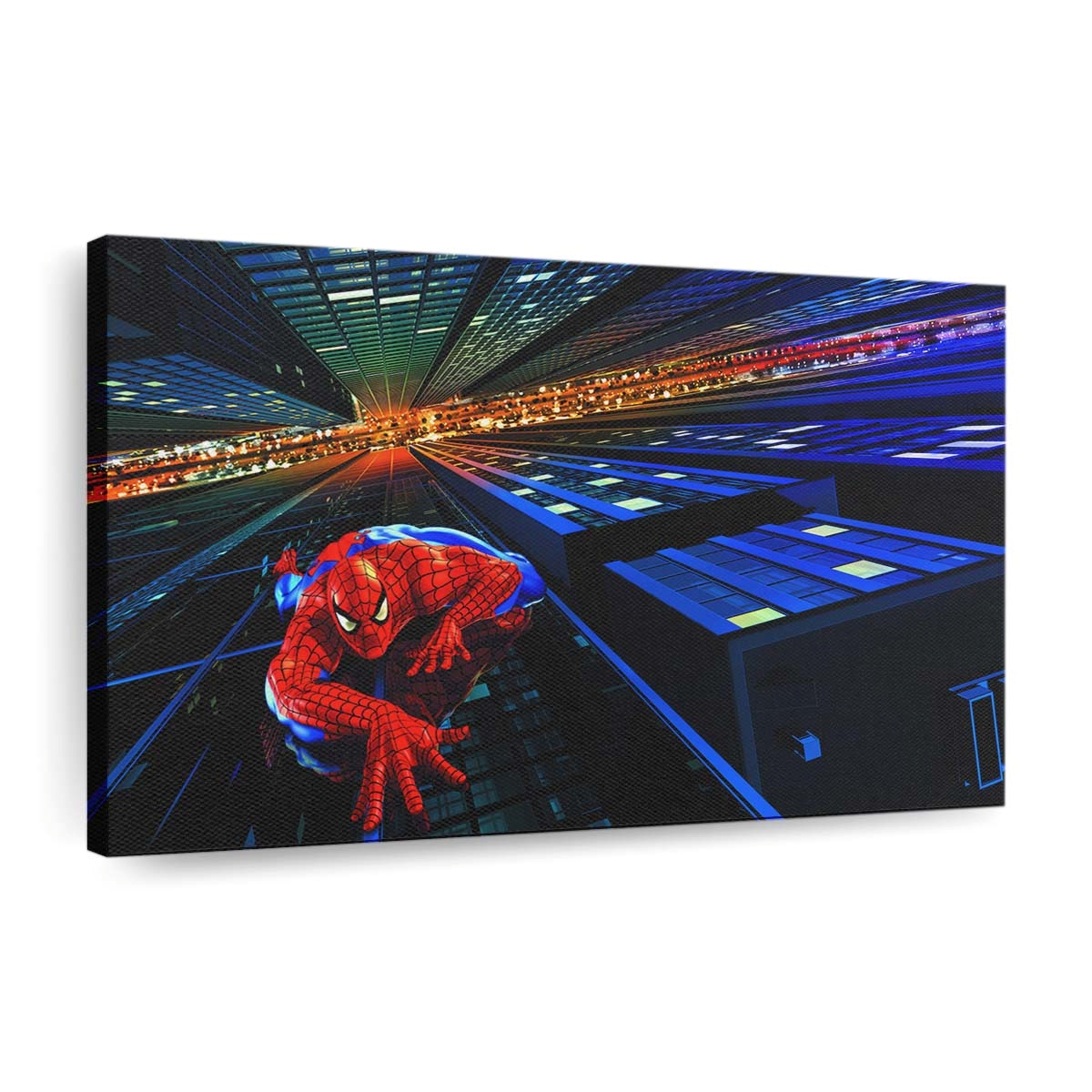 Spider Man beim Klettern auf Gebäude Digitalkunst Leinwandbild - Wanddeko