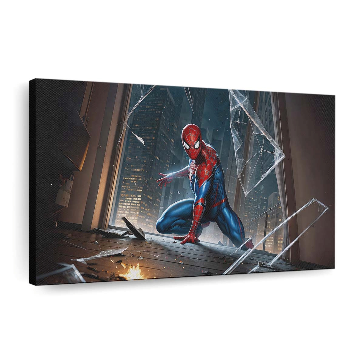 Spider Man stellt sich mutig der Gefahr Leinwandbild - Wanddeko