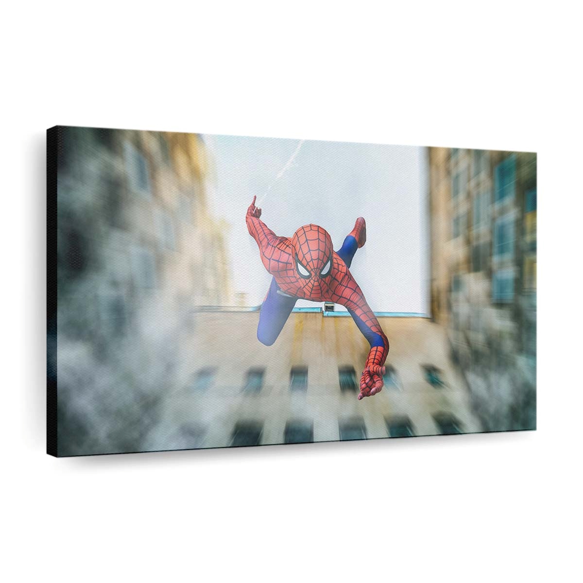 Spider Man fällt vom Gebäude Cosplay Leinwandbild - Wanddeko