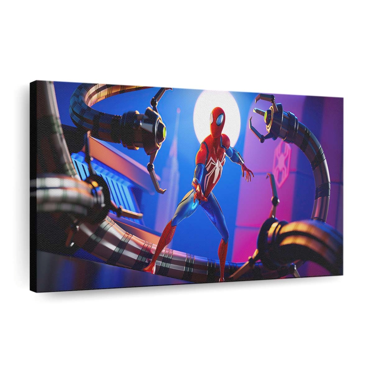 Spider Man bekämpft Bösewichte Leinwandbild - Wanddeko