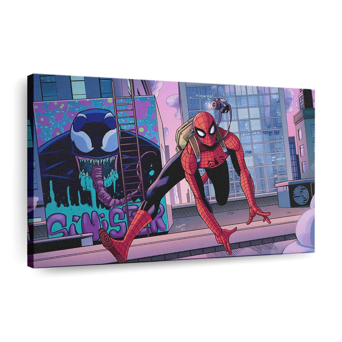 Spider Man nach Feierabend Leinwandbild - Wanddeko