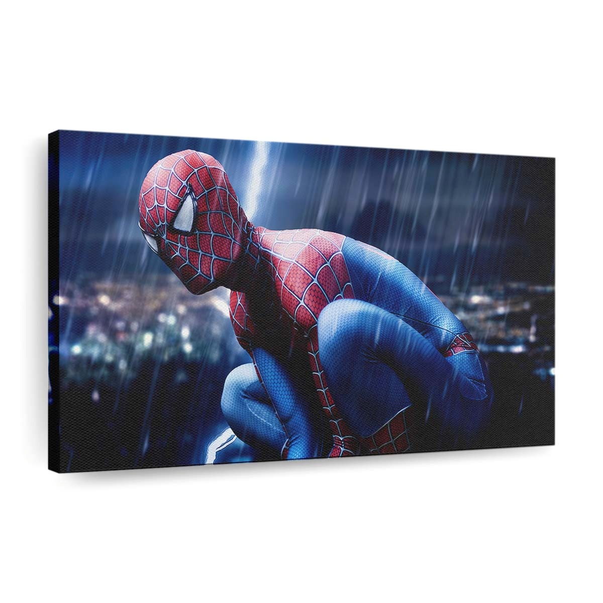 Spider Man in der Stadt Cosplay Leinwandbild - Wanddeko