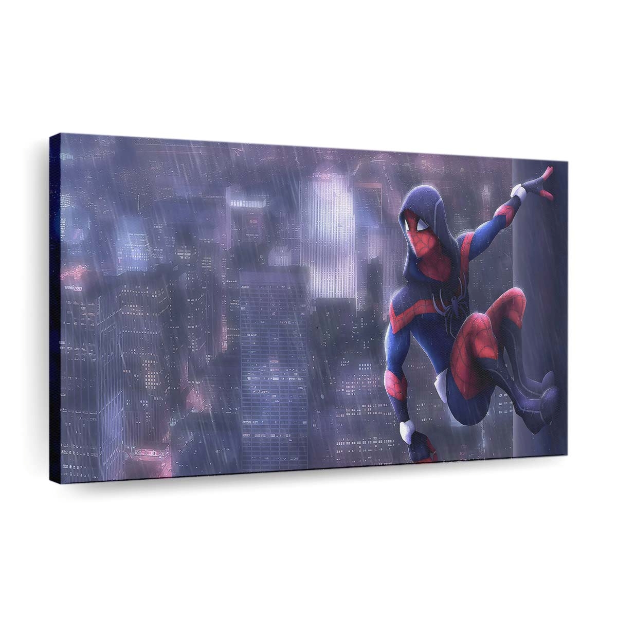Spider Man im Regen Kunst Leinwandbild - Wanddeko