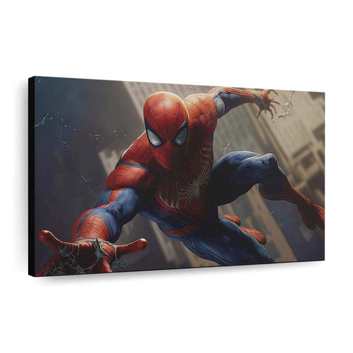 Spider Man fliegt durch die Luft Leinwandbild - Wanddeko