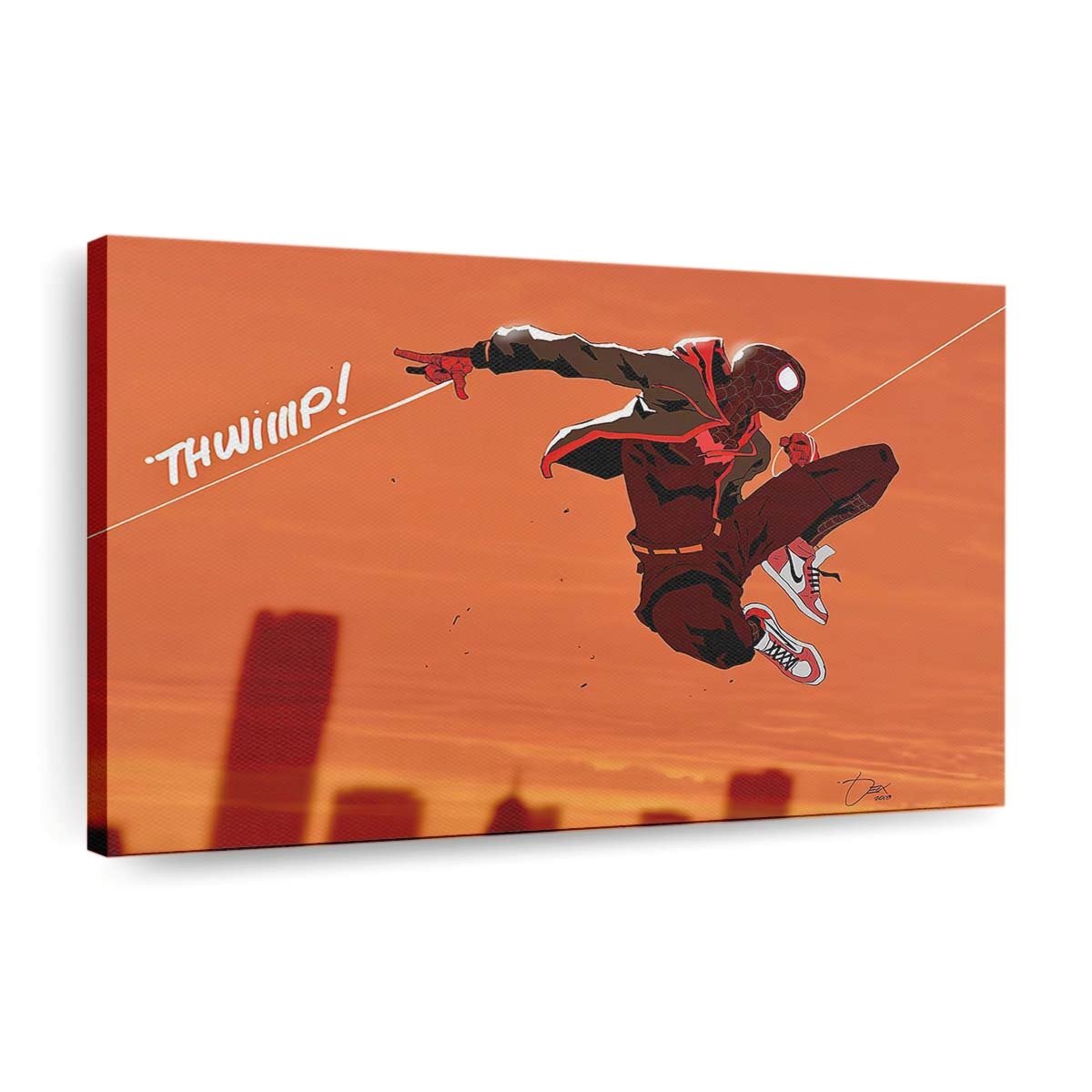 Spider Man springt Art Leinwandbild - Wanddeko