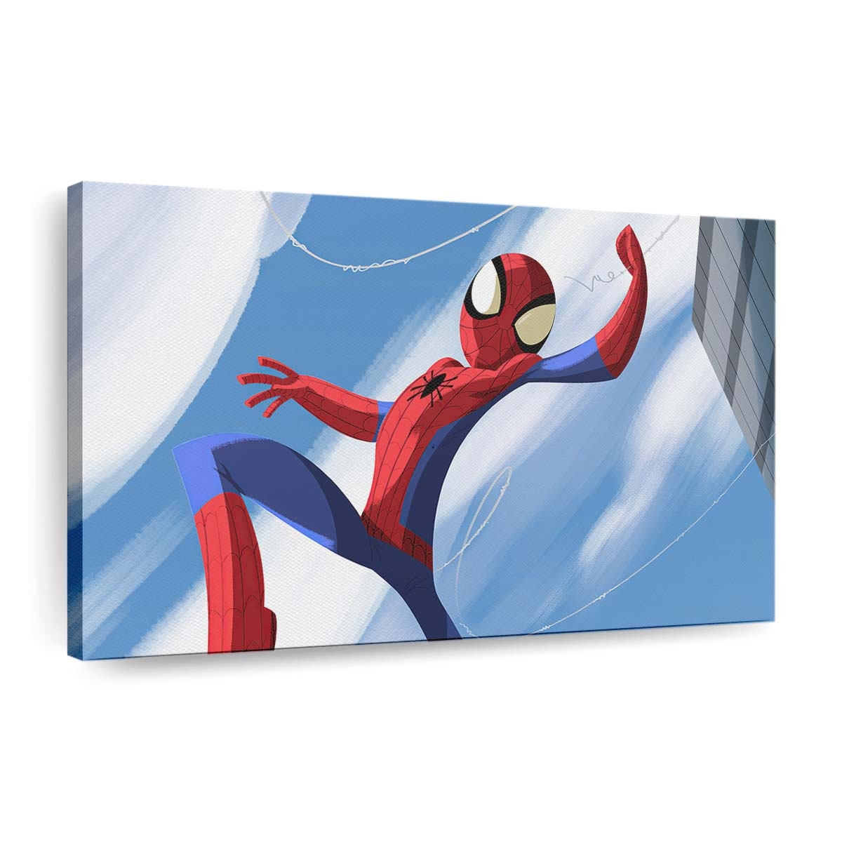 Spider Man springt durch Leinwandbild - Wanddeko