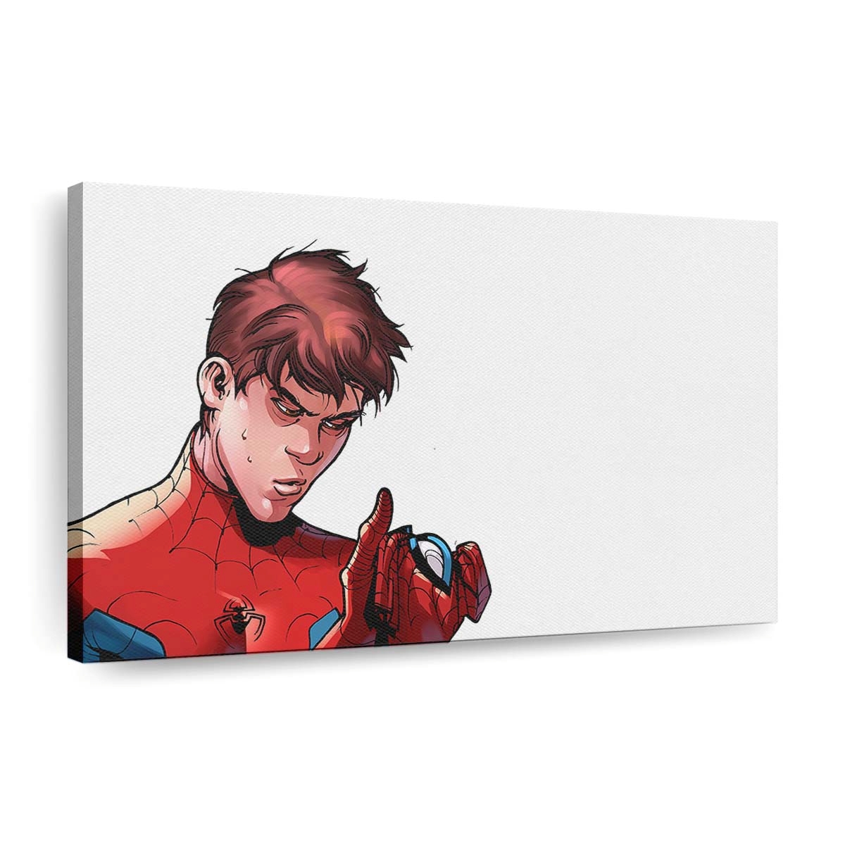 Spider Man Maske abgenommen Kunst Leinwandbild - Wanddeko